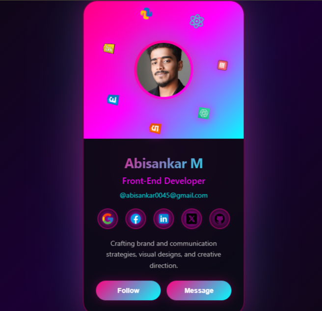 Modern Profile Card screenshot